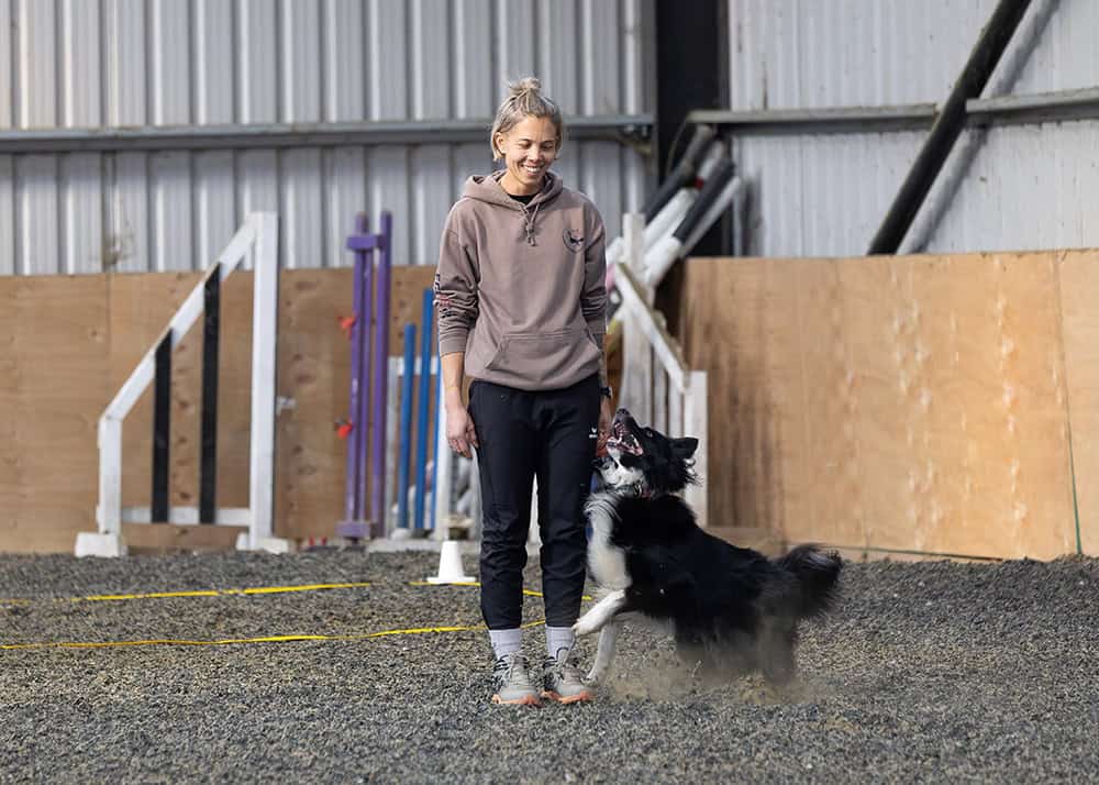 Anna Herzog practising FCI Obedience exercises